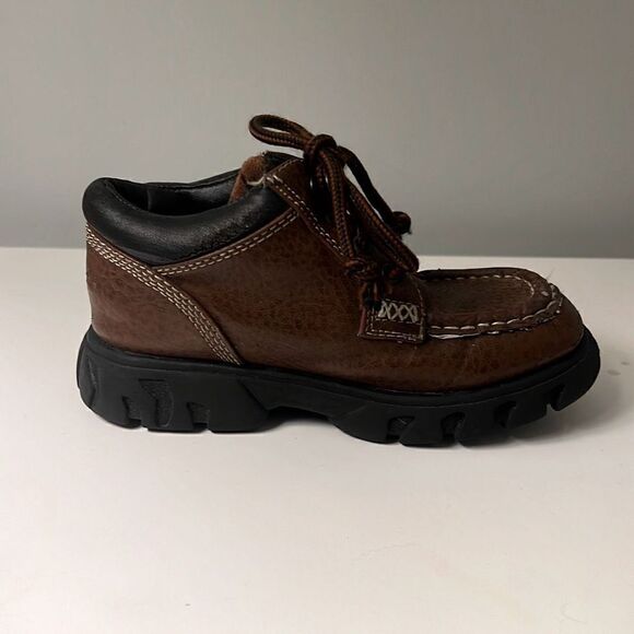 Carter's Toodler Brown Faux Leather Chunky Platform Lace Up Ankle Boot 12-18 Mos - Picture 5 of 9